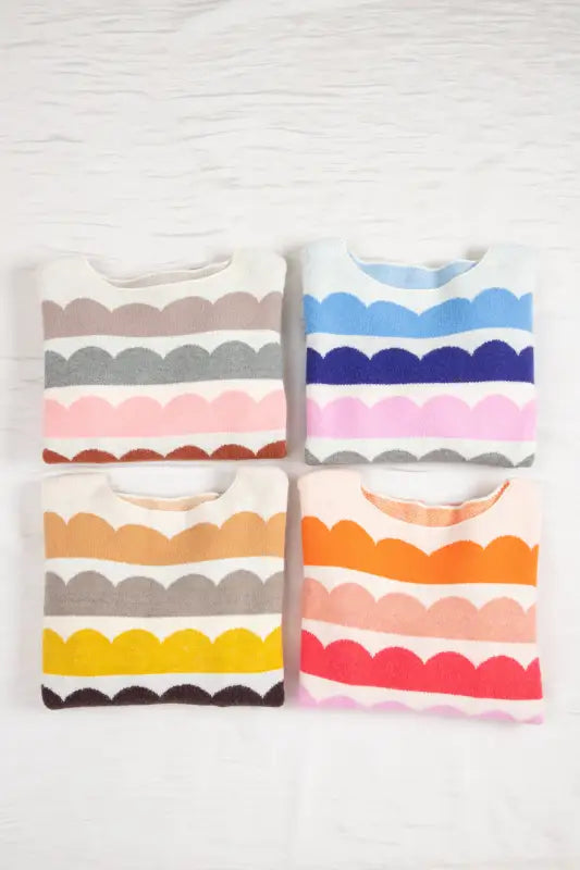 Wave striped drop shoulder sweater | women’s sweaters