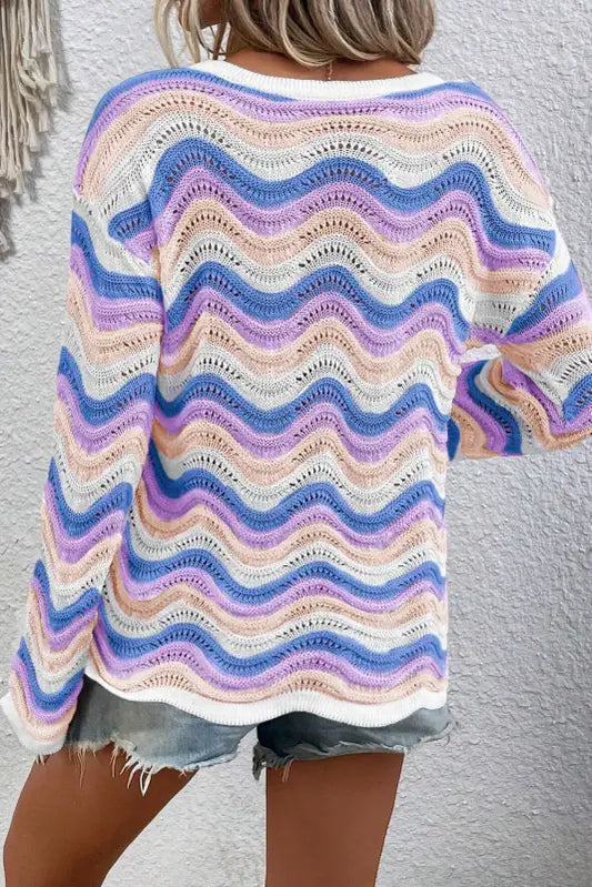 Wavepoint stripe knit sweater - cozy & stylish | fashionfitz