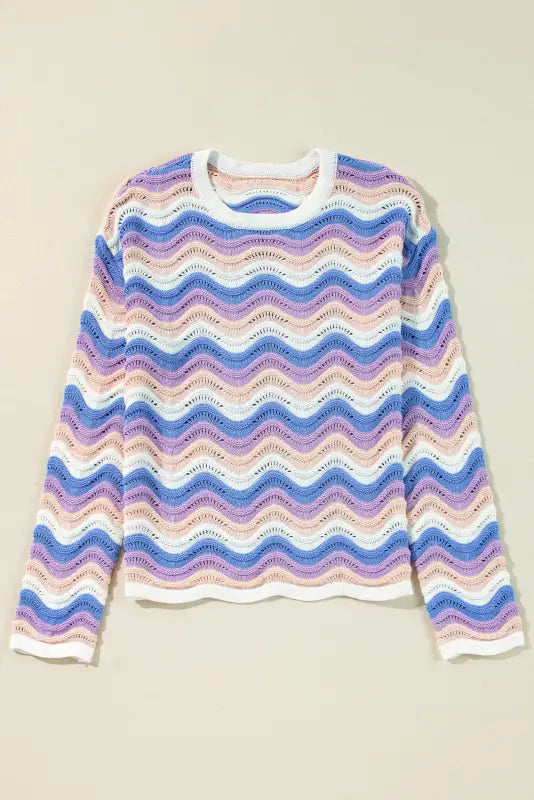 Wavepoint stripe knit sweater - cozy & stylish | fashionfitz