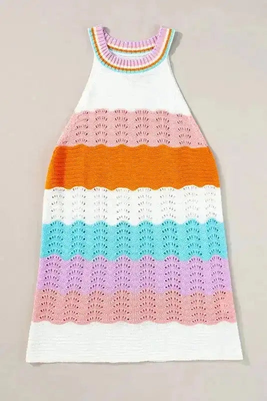 Wavy Striped Knit Tank Top - Fashionfitz