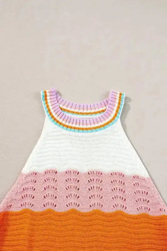 Wavy Striped Knit Tank Top - Fashionfitz