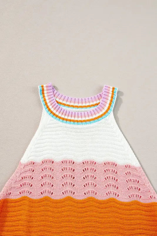 Wavy striped knit tank top - tops