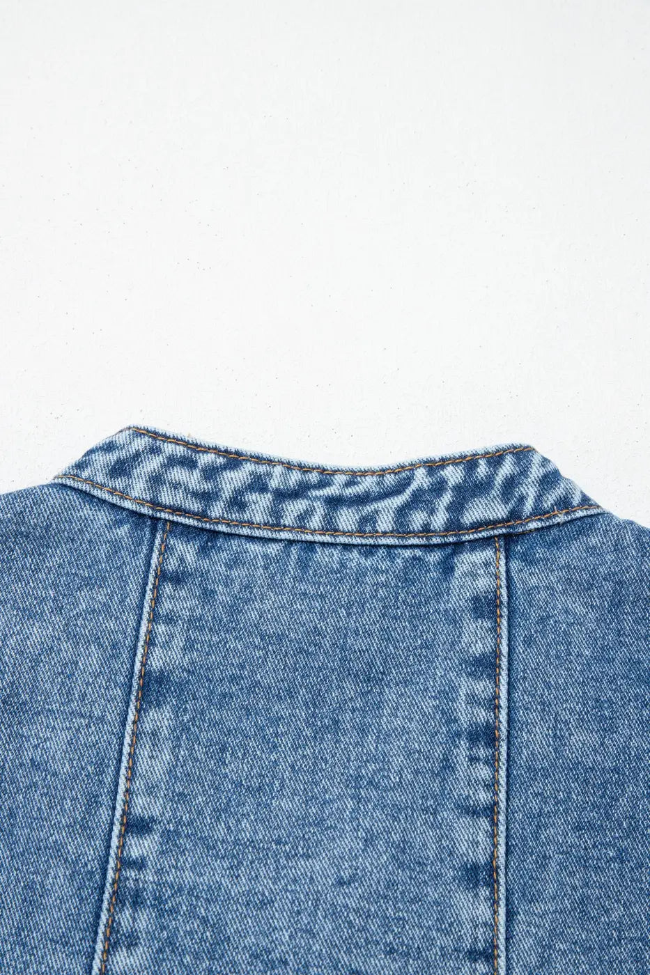 Western belt sleeveless denim dress | mini for summer