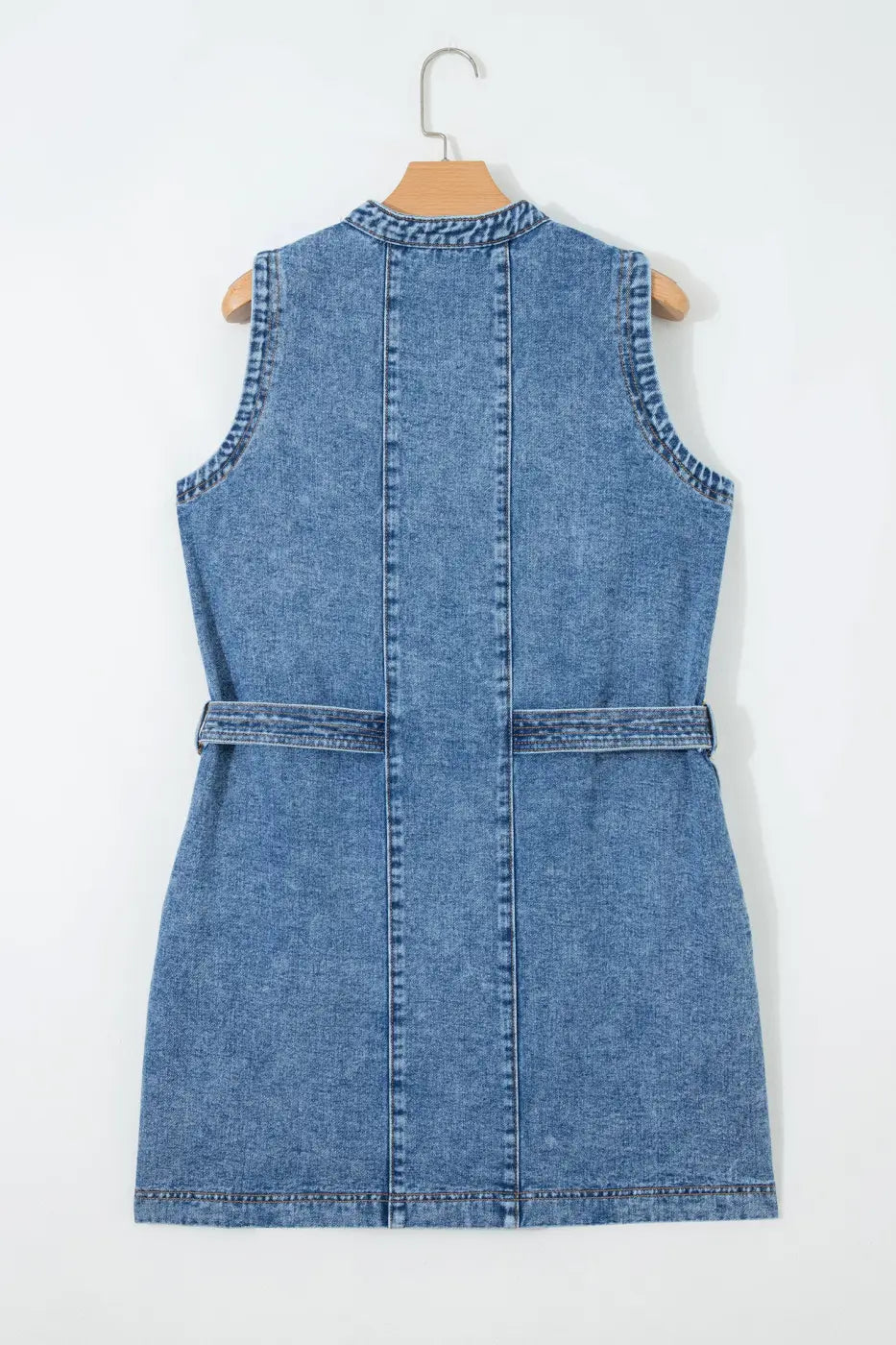 Western belt sleeveless denim dress | mini for summer