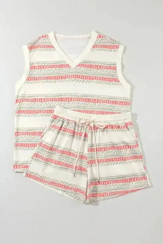 Western Casual Tank Top and Shorts Outfit - Fashionfitz