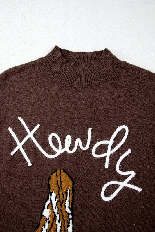 Western howdy boot graphic sweater - embrace the frontier spirit