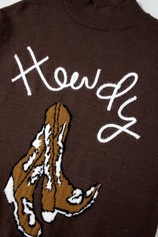 Western howdy boot graphic sweater - embrace the frontier spirit