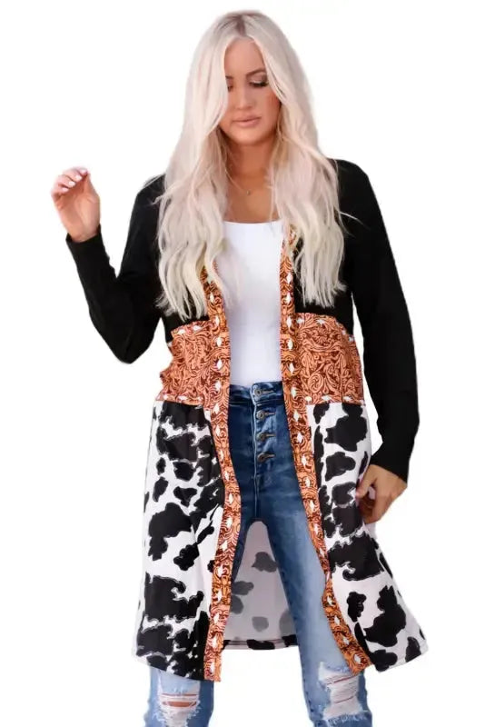 Western Pattern Duster Cardigan - Fashionfitz