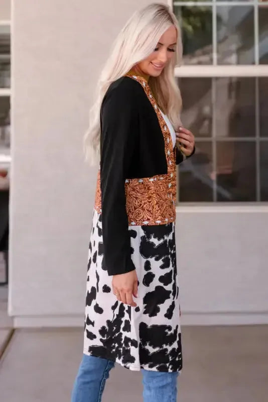 Western Pattern Duster Cardigan - Fashionfitz