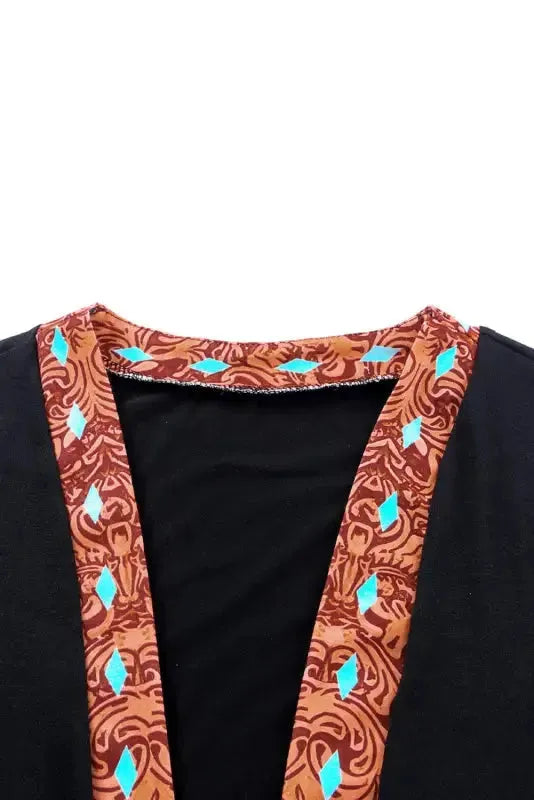 Western Pattern Duster Cardigan - Fashionfitz