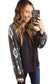 Western print patch long sleeve top - tops