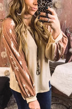 Western Print Patch Long Sleeve Top - Fashionfitz