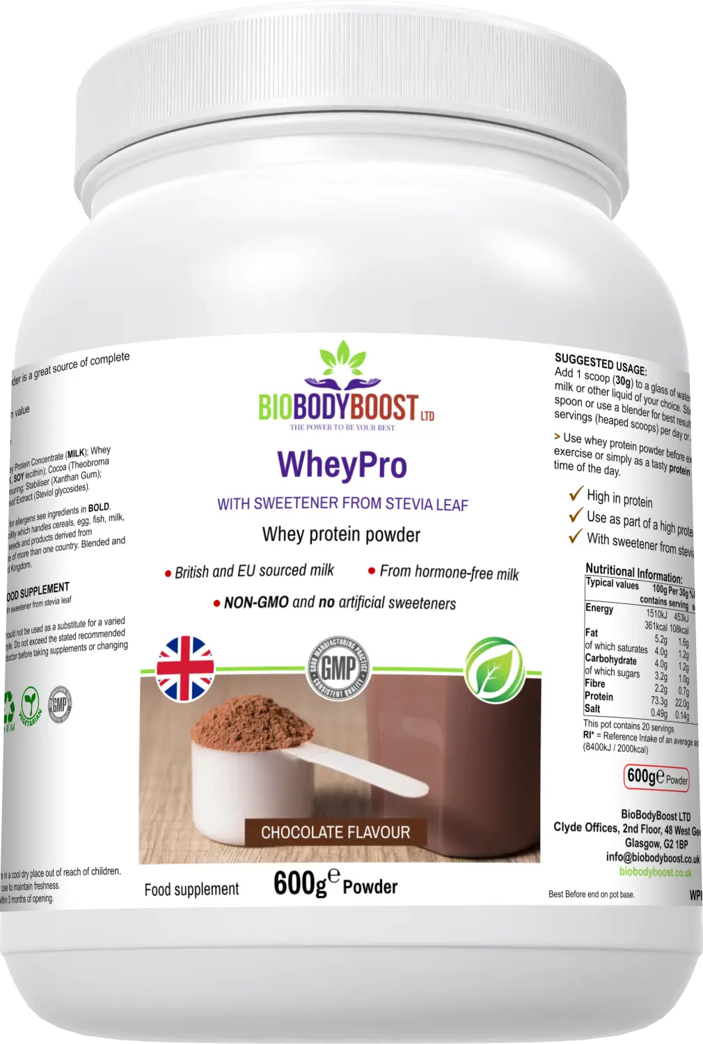 Wheypro (chocolate flavour) whey protein powder - nutrition drinks & shakes