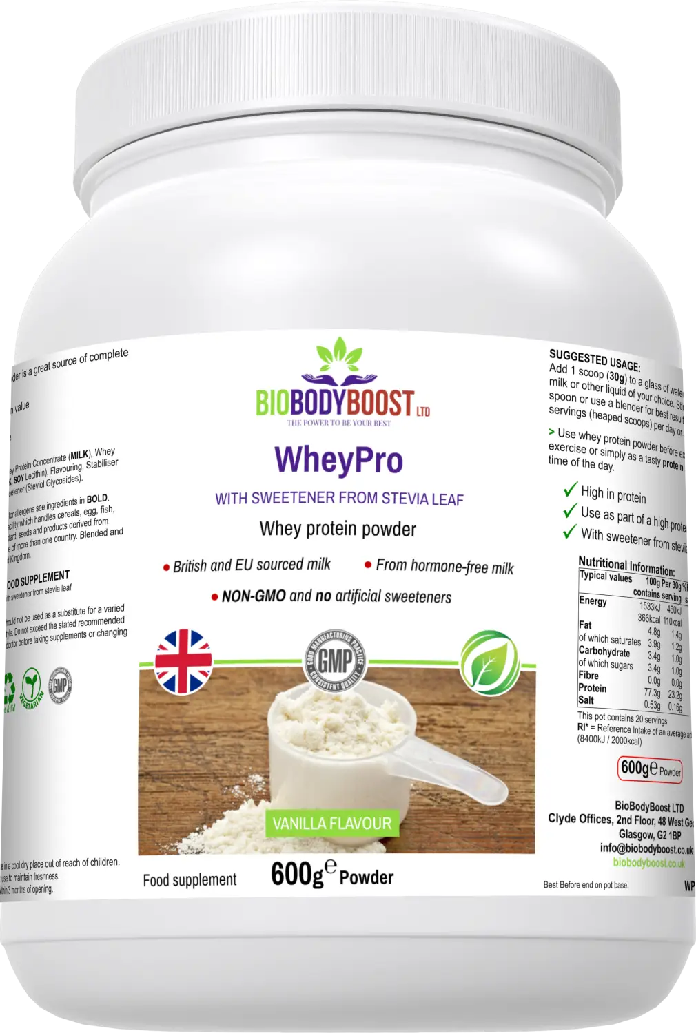 Wheypro (vanilla flavour) whey protein powder - nutrition drinks & shakes