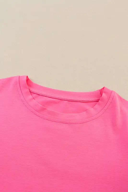 Whimsical wave blouse - bright pink t-shirt collar and neckline for ultimate relaxation