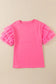 Whimsical wave blouse: bright pink t-shirt with ruffled tulle sleeves – perfect to relax relax