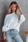 White 3/4 dolman sleeve rib knitted sweater - sweaters & cardigans