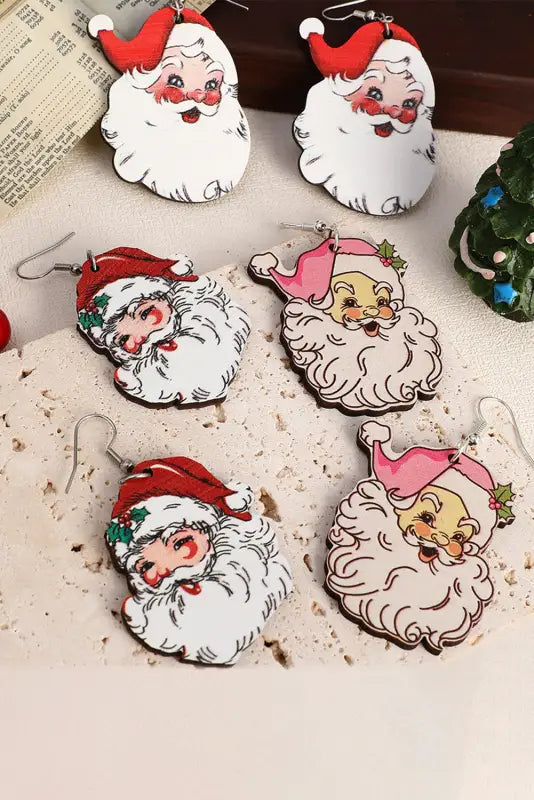 Accessories white 3 pairs christmas santa clause pendant