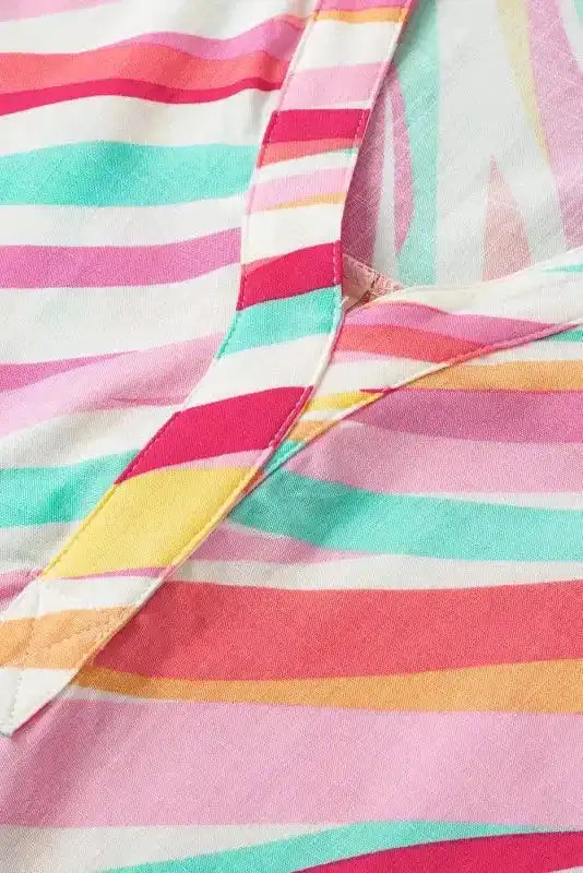 White Abstract Plus Size Top - Short Sleeve Notched Neck - Fashionfitz