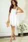 White adjustable tie straps smocked mini dress - dresses