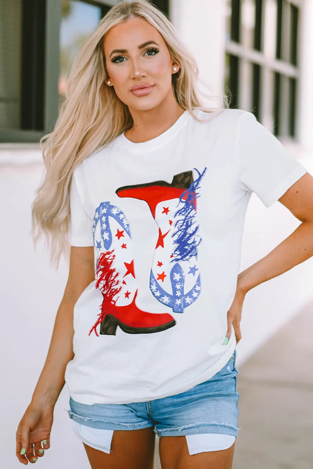 White american flag boots graphic tee - s /
