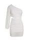 White asymmetric one shoulder cutout bodycon dress - dresses