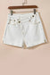 White asymmetric waist design stylish denim shorts - bottoms