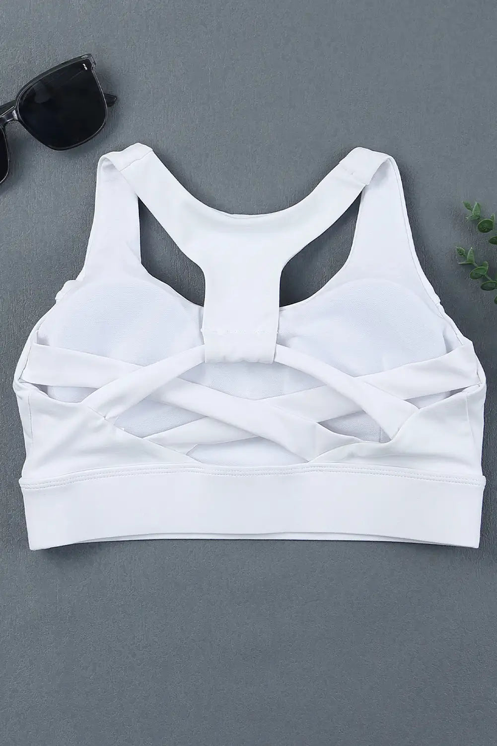 White athletic push up sports bra - bras