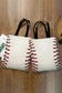 White baseball print canvas tote bag - one size / 100% polyester - handbags