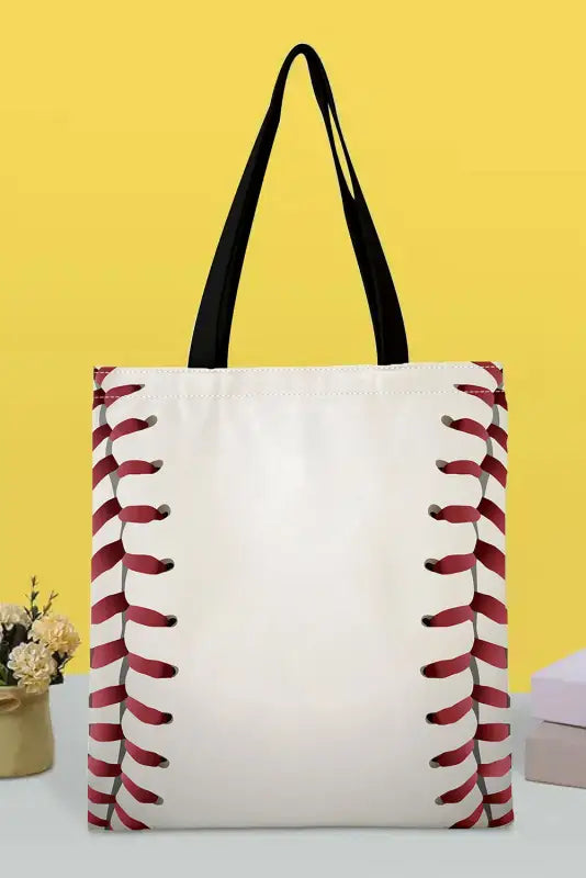 White baseball print canvas tote bag - one size / 100% polyester - handbags