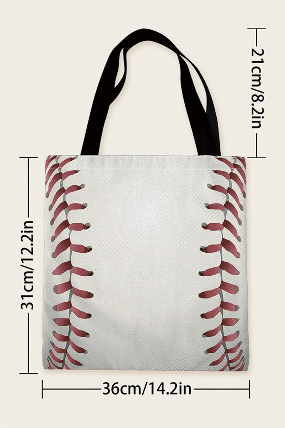 White baseball print canvas tote bag - one size / 100% polyester - handbags