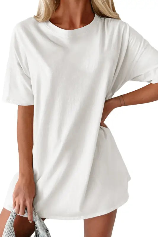 White basic tunic t shirt - t-shirts