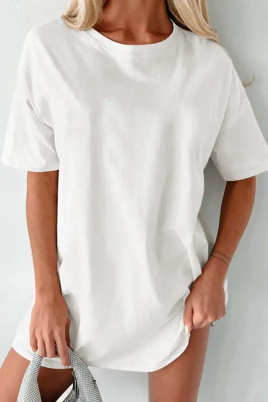 White basic tunic t shirt - t-shirts