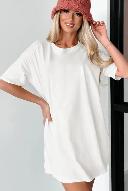 White basic tunic t shirt - t-shirts