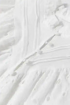 White Blouse - Flower Embroidered Hollow-out Puff Sleeve - Fashionfitz