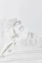 White Blouse - Flower Embroidered Hollow-out Puff Sleeve - Fashionfitz