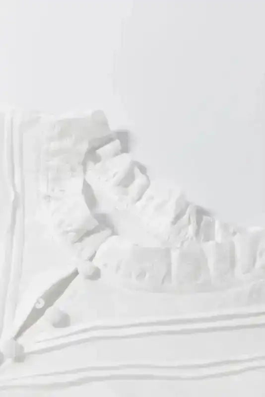 White Blouse - Flower Embroidered Hollow-out Puff Sleeve - Fashionfitz