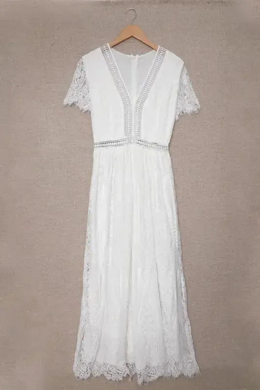 White Blue Fill Your Heart Lace Maxi Dress - Fashionfitz