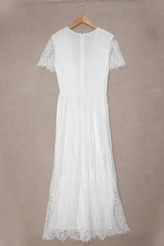 White Blue Fill Your Heart Lace Maxi Dress - Fashionfitz