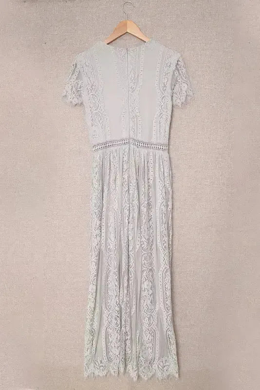 White Blue Fill Your Heart Lace Maxi Dress - Fashionfitz