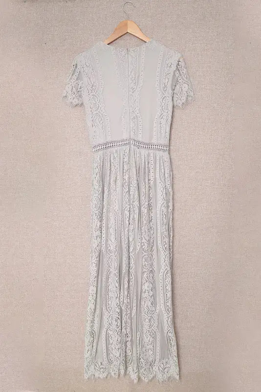 White blue fill your heart lace maxi dress - dresses