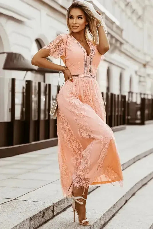 White Blue Fill Your Heart Lace Maxi Dress - Fashionfitz