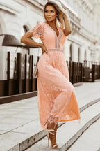 White Blue Fill Your Heart Lace Maxi Dress - Fashionfitz