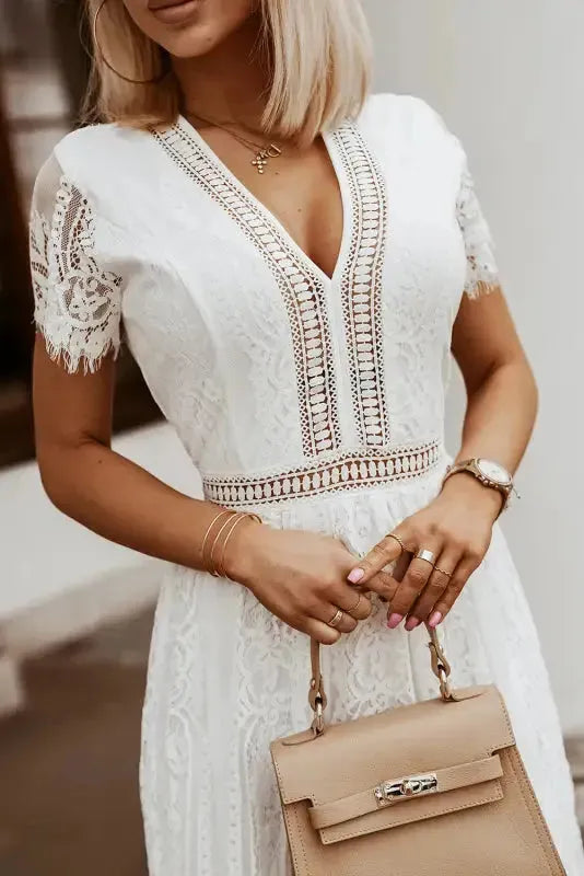 White Blue Fill Your Heart Lace Maxi Dress - Fashionfitz