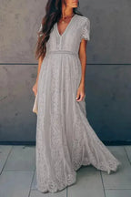 White Blue Fill Your Heart Lace Maxi Dress - Fashionfitz
