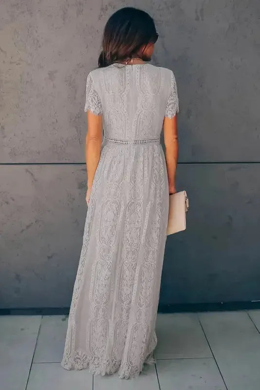 White Blue Fill Your Heart Lace Maxi Dress - Fashionfitz