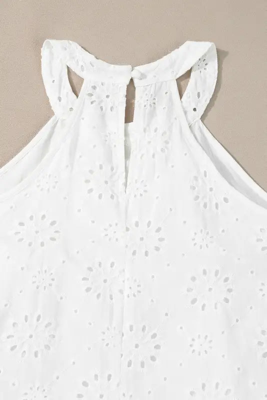 White boho eyelet halter dress - dresses