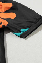 Sleeve detail Black Floral Bubble Sleeve Tee - Fashionfitz