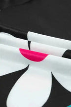 Print detail for Black Floral Bubble Sleeve Tee - Fashionfitz