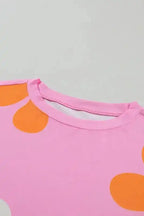 Pink Floral Bubble Sleeve Tee - close-up